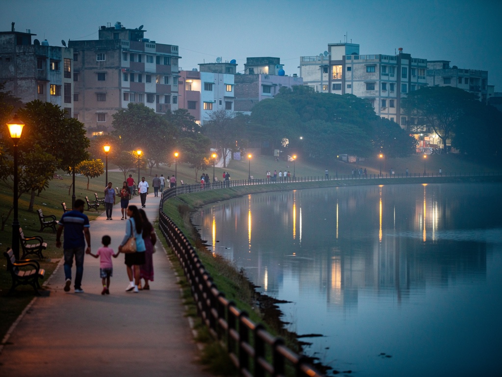 Evening promenade by Dombivli Lake