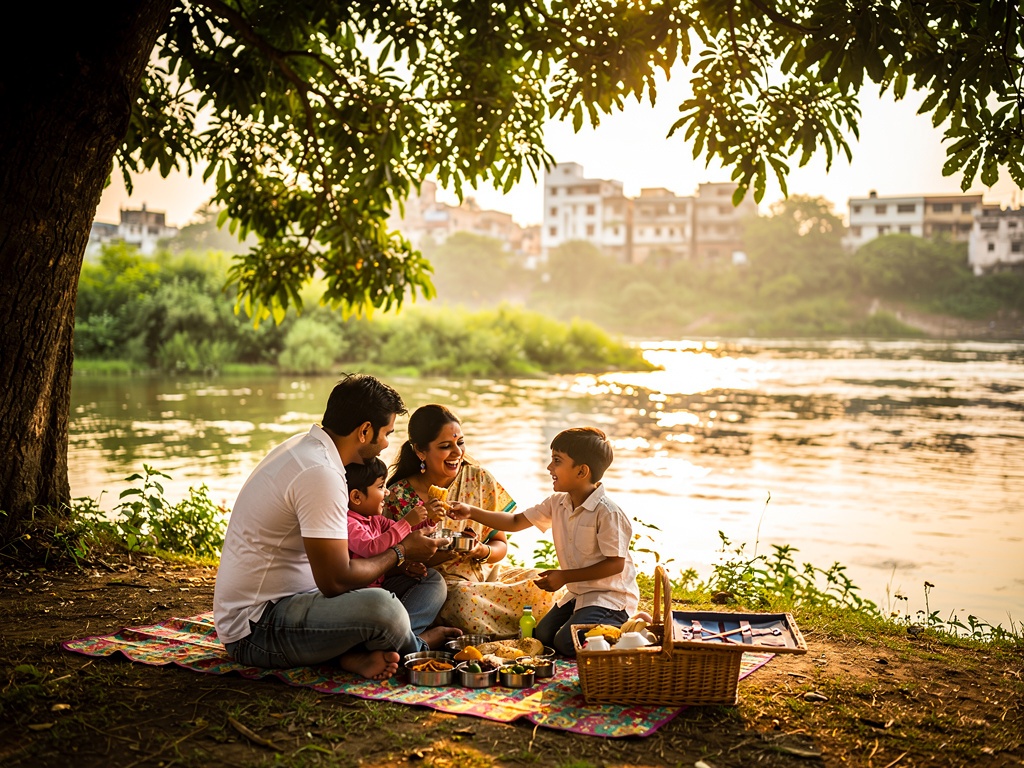 Family picnic near Ulhas River