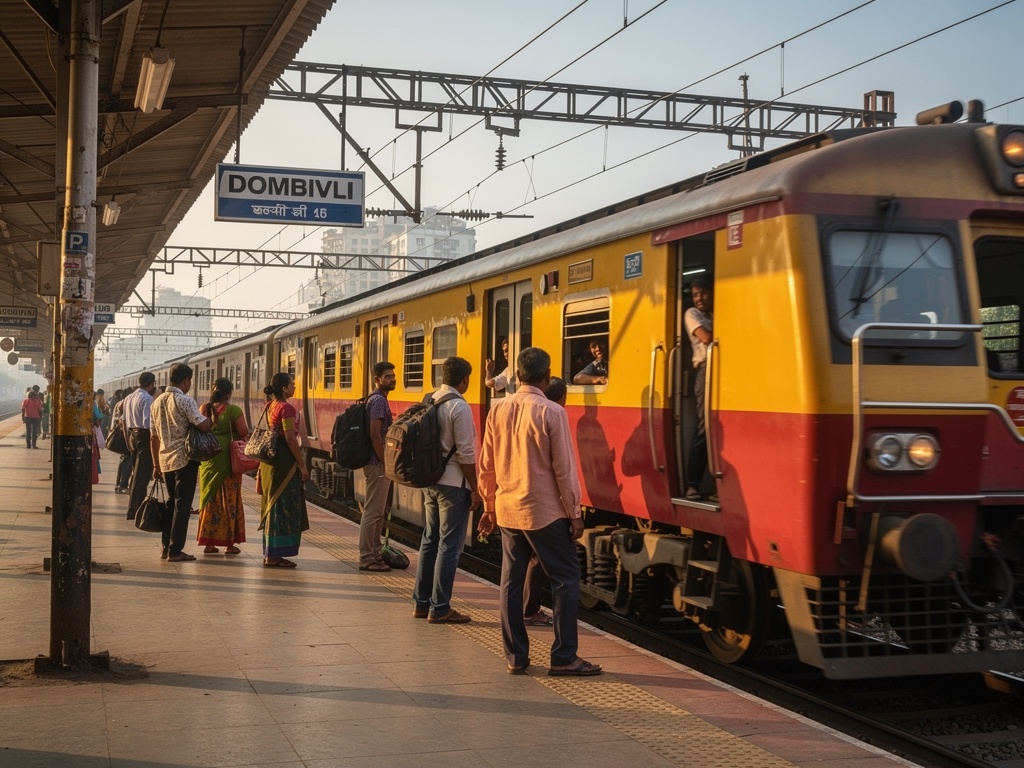 Central Railway local train arriving at Dombivli station