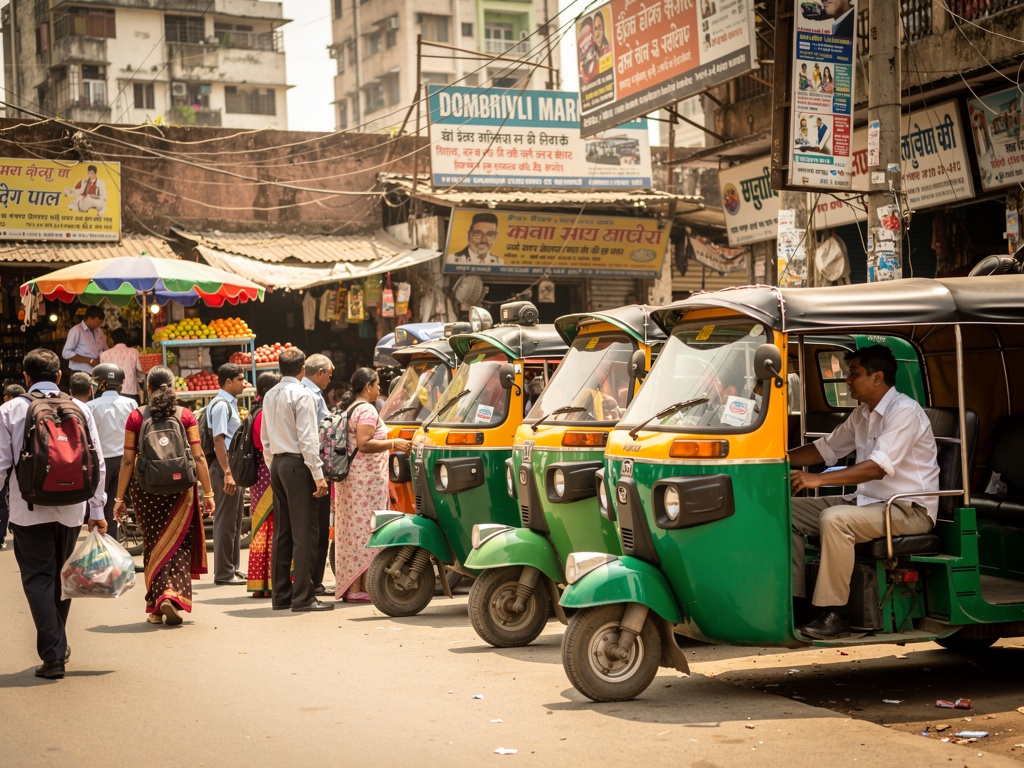 Auto rickshaw stand near Dombivli market